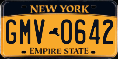 NY license plate GMV0642
