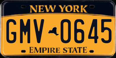 NY license plate GMV0645