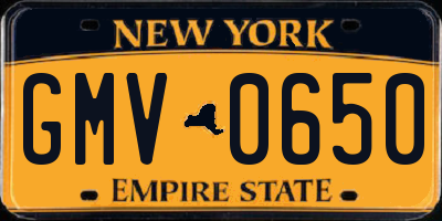 NY license plate GMV0650