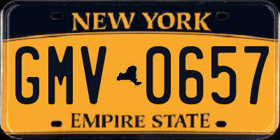 NY license plate GMV0657
