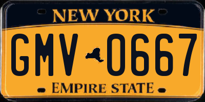 NY license plate GMV0667