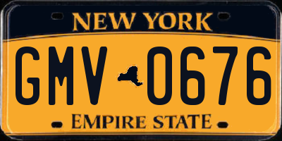 NY license plate GMV0676
