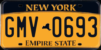 NY license plate GMV0693