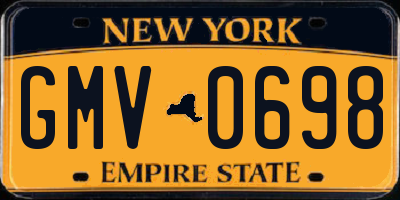 NY license plate GMV0698