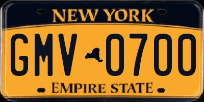 NY license plate GMV0700