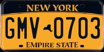 NY license plate GMV0703