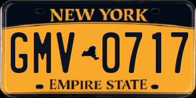 NY license plate GMV0717