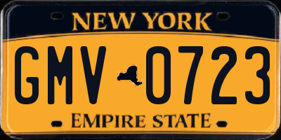NY license plate GMV0723