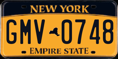 NY license plate GMV0748