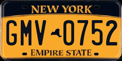 NY license plate GMV0752