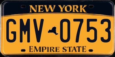 NY license plate GMV0753