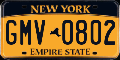NY license plate GMV0802
