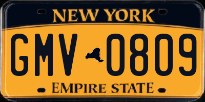 NY license plate GMV0809