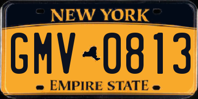 NY license plate GMV0813