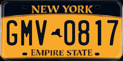 NY license plate GMV0817