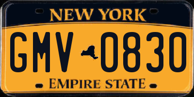 NY license plate GMV0830