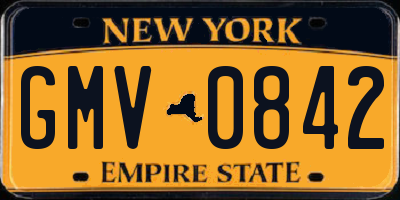 NY license plate GMV0842