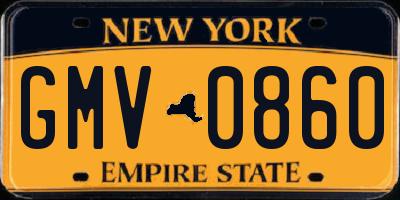NY license plate GMV0860