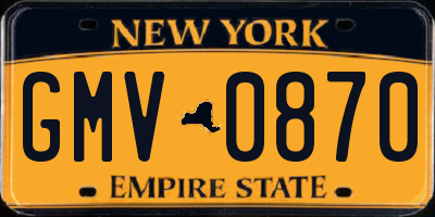 NY license plate GMV0870
