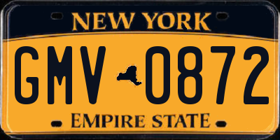 NY license plate GMV0872