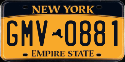 NY license plate GMV0881