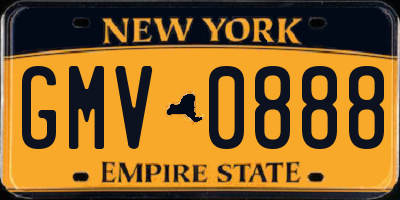 NY license plate GMV0888