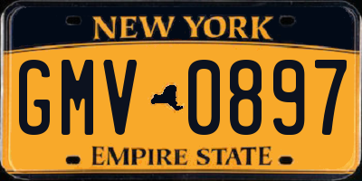 NY license plate GMV0897