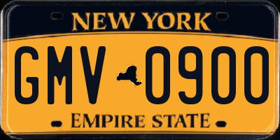 NY license plate GMV0900