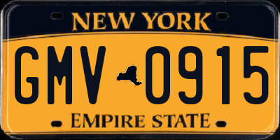 NY license plate GMV0915