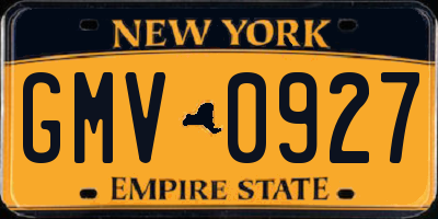 NY license plate GMV0927