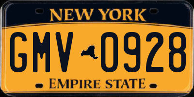 NY license plate GMV0928