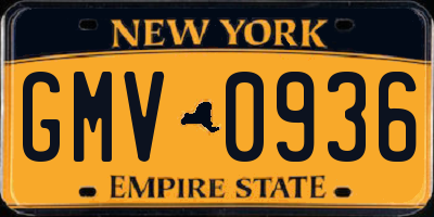NY license plate GMV0936