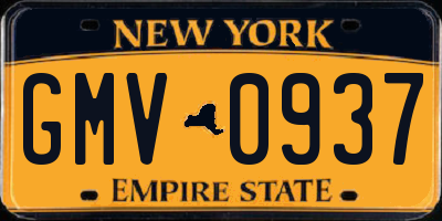 NY license plate GMV0937