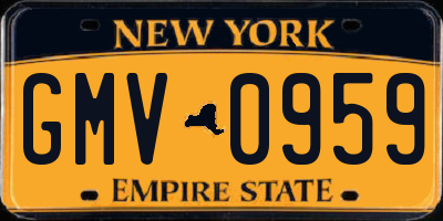 NY license plate GMV0959