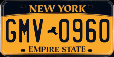 NY license plate GMV0960