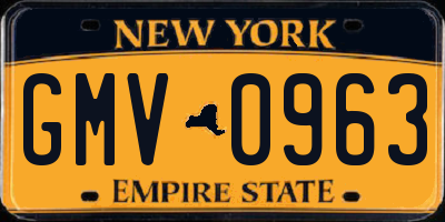NY license plate GMV0963
