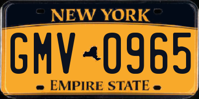 NY license plate GMV0965