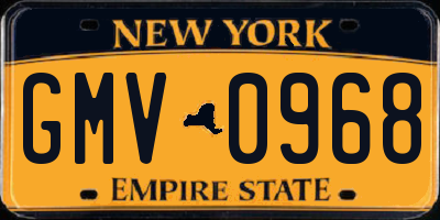 NY license plate GMV0968