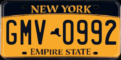 NY license plate GMV0992