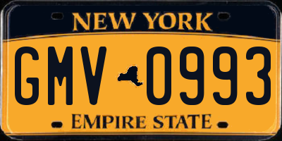 NY license plate GMV0993