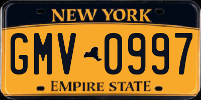 NY license plate GMV0997