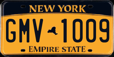 NY license plate GMV1009