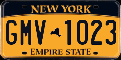 NY license plate GMV1023
