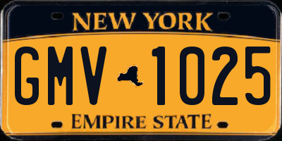 NY license plate GMV1025
