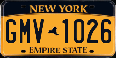 NY license plate GMV1026
