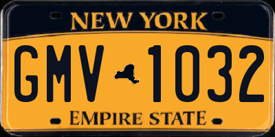 NY license plate GMV1032