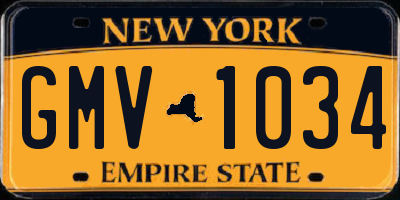 NY license plate GMV1034