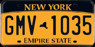 NY license plate GMV1035