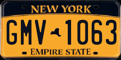 NY license plate GMV1063