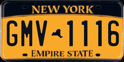 NY license plate GMV1116